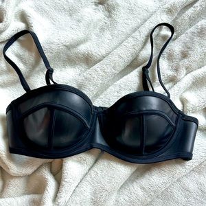 Triangl Black Faux Leather Bikini Top size Small